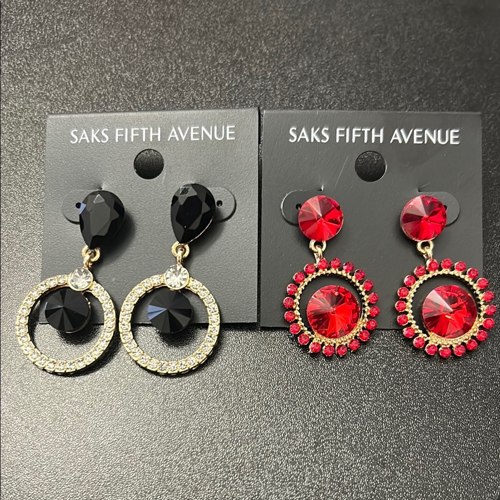 Saks Fifth Avenue Black and Red Earrings Collection